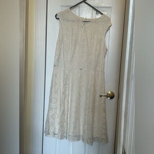 Cute Little Cream Lace Dress with Keyhole Opening & Belt Loops